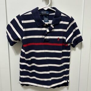 Ralph Lauren Kids Navy and White Striped Polo